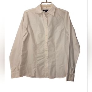 Lands End White Classic Button Down Oxford Shirt Preppy Collegiate Size 12
